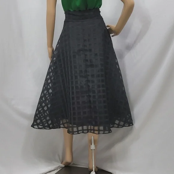 English Factory Red Plaid Organza Fit And Flare Holuday Skirt - Picture 7 of 15